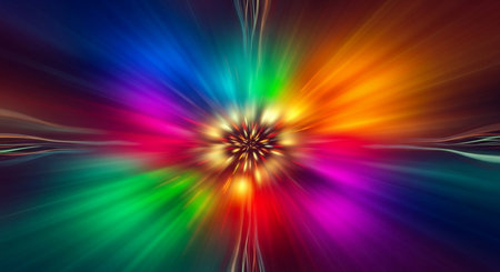 abstract colorful background with rays and bokeh - computer generatedの素材