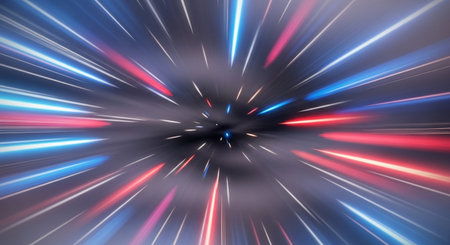 Abstract radial zoom effect. Colorful rays of light. Radial zoom blur.の素材