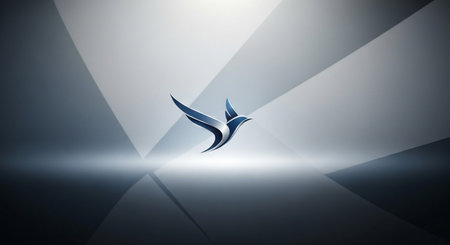 abstract background with blue bird, 3d render, square imageの素材