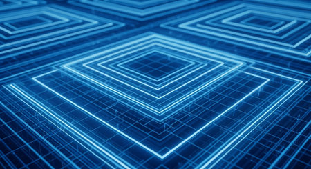 Abstract blue technology background. 3d rendering, 3d illustration.の素材