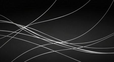 Abstract wavy lines on a dark background. 3d render illustrationの素材