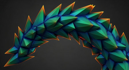 Abstract 3d rendering of low poly shape. Futuristic background design.の素材