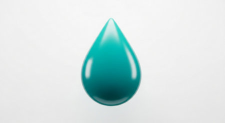 Blue drop of water on a white background. 3d rendering.の素材