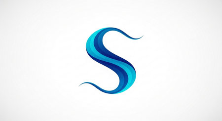 S letter logo with blue wavy line. Corporate identity concept.の素材