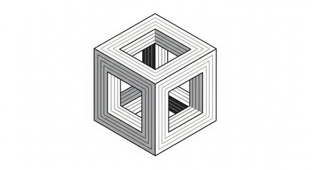 3D isometric cube, cubic element with smooth lines, abstract backgroundの素材