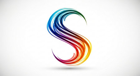 S letter logo with colorful abstract lines. Modern vector design template.の素材