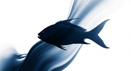 3d illustration of a fish swimming in the water, abstract backgroundの素材