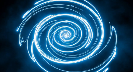 Abstract blue background with luminous swirling. Glowing spiral in the dark. 3D renderingの素材