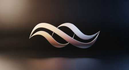 Elegant 3d rendering of a symbol on a black backgroundの素材