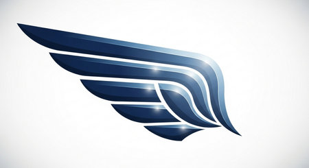 Blue abstract wings design element, vector illustration. Graphic concept for your designの素材