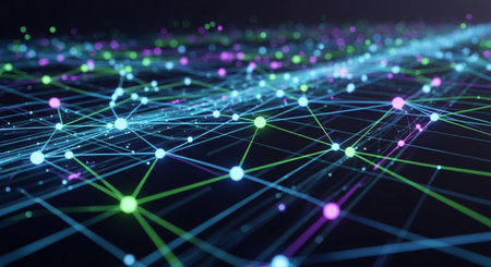 3D rendering of abstract digital background. Network connection structure. Futuristic technology concept.の素材