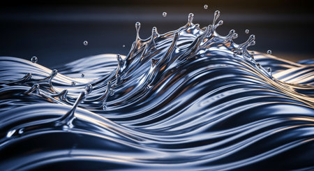 3D render of a water splash with some smooth lines in it.の素材