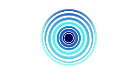 Abstract blue circle on white background. 3d rendering. Computer digital drawing.の素材