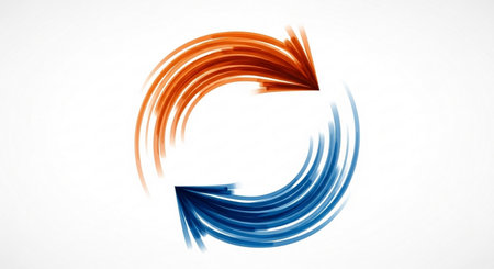 Abstract background - orange and blue wave lines, vector Illustration For Wallpaper, Banner, Background, Card, Book Illustration, landing pageの素材