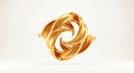 3d illustration of golden rings on white background. 3d renderingの素材