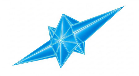 3D rendering of a blue star isolated on a white background.の素材