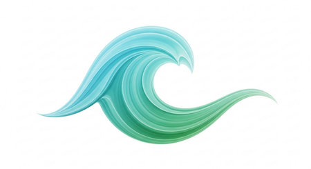 abstract turquoise wave on white background. Vector illustration.の素材