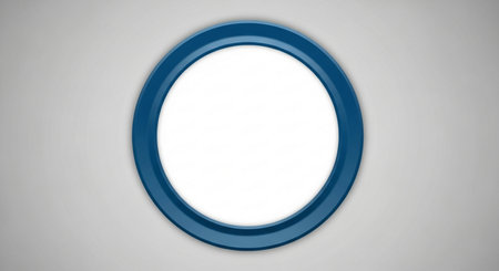 Illustration of a blue circle button on a gray background with copy spaceの素材