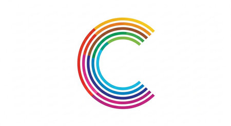 C Letter Logo Design with Rainbow Color Overlapping. Perfect to use for Technology Companyの素材