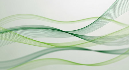 abstract background with green and white waved lines for brochure, website, flyer designの素材