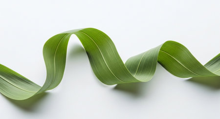 Green leaves on white background with copy space for text or image.の素材