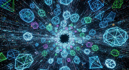 Abstract 3d rendering of chaotic geometric shapes. Futuristic background design.の素材