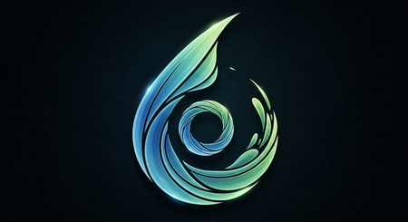 abstract blue water drop on black background, 3d render illustrationの素材