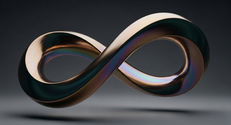 Infinity symbol on a dark background. 3d render illustration.の素材