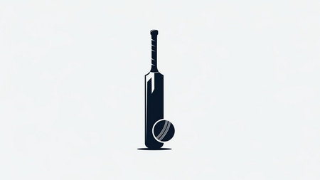 Cricket bat and ball on white background. Vector illustration.の素材