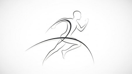 Running man. Sport and healthy lifestyle concept. Hand drawn illustration.の素材