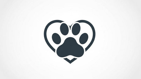 Paw icon. Animal paw in heart shape. Vector illustration.の素材