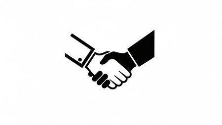 Handshake sign on white background. Business handshake symbol. Vector illustration.の素材