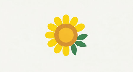 Sunflower icon on white background. 3d rendering. Illustration.の素材