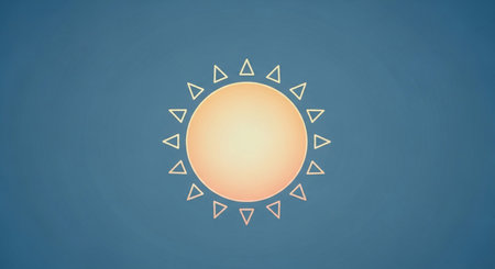 Sun icon on blue background. Sun icon. Sun icon. Sun icon. Sun icon. Sun icon. Sun icon. Sun icon. Sun icon. Sun icon. Sun icon. Sun icon. Sun icon. Sun icon. Sun icon.の素材