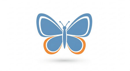 Butterfly logo icon, vector illustration, isolated on white.の素材