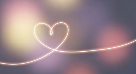 Valentine's day abstract background with glowing heart and copy spaceの素材
