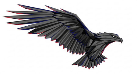 eagle flying isolated on white background, 3d render illustration.の素材
