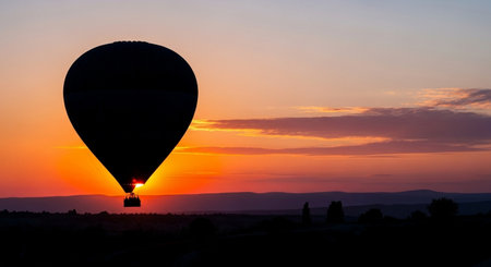 Hot air balloon at sunset, Cappadocia, Turkeyの素材
