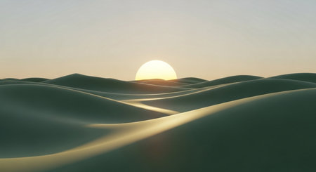 Sunset in the desert. 3d render. Computer generated image.の素材