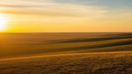 Sunset in the field. Panoramic view. Rural landscape.の素材