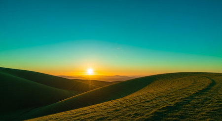 Sunset over rolling hills in Tuscany, Italy. Long exposureの素材