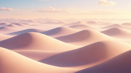 Sand dunes in the desert at sunset. 3d render illustrationの素材