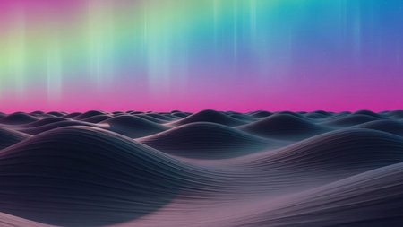 3d render of abstract wavy background with rainbow colors and linesの素材