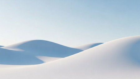 Winter landscape with snowy dunes and blue sky. 3d renderの素材