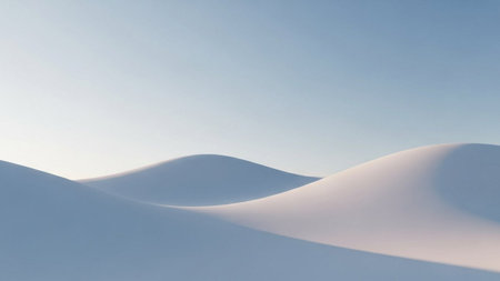 Winter landscape with snow dunes and blue sky. 3d renderの素材