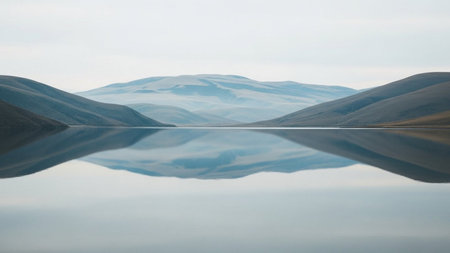 Reflection of mountains in the lake. Tien Shan, Kyrgyzstanの素材