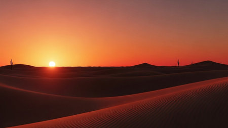 Sunset in the desert of Dubai, United Arab Emirates (UAE)の素材