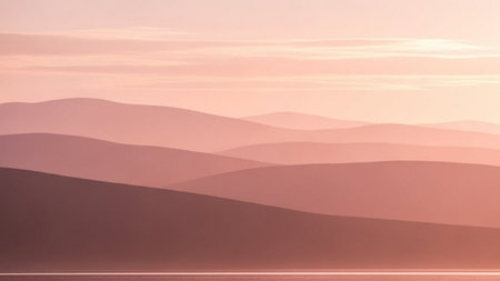 Beautiful sunset in the desert. Landscape of sand dunes.の素材