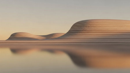 3d render of sand dunes in the desert at sunset.の素材