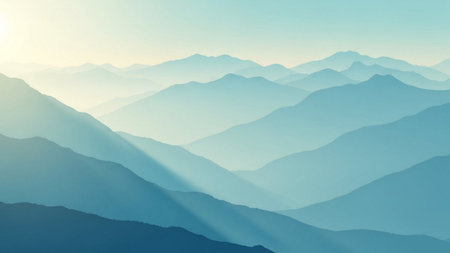 Mountains in the morning light. Vector illustration of a mountain landscape.の素材